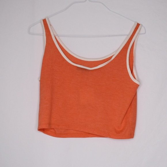 Topshop Kylie Orange White Trim Cropped Tank Top - Picture 3 of 5